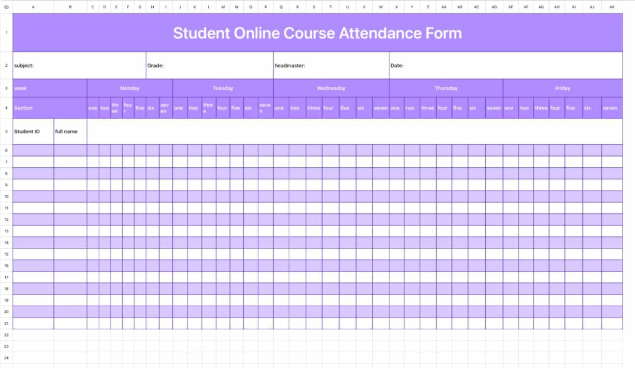 Student Online Course Attendance Form